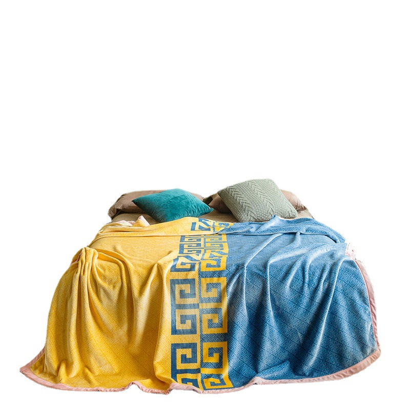 Live Broadcast Explosions Light Luxury Trendy Brand Double-sided Printed Falei Velvet Double-layer Composite Blanket Cross-border Amazon Hot Blanket