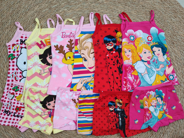 Children Vest Exports High-Quality Summer Cartoon Vest Suits for Boys and Girls, Category a Home Clothes Two-Piece Set