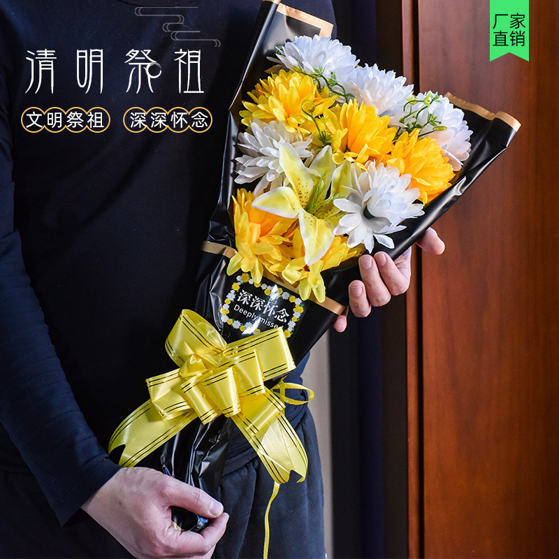Искусственные цветы, надгробия для праздника Цинмин, искусственные цветы, жертвенные шелковые цветы, искусственные хризантемы, мемориальные букеты, пластиковые цветы, букеты для уборки могил