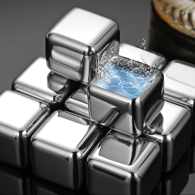 Cross-Border Stainless Steel Ice Cubes Whiskey Ice Cubes Ice Cubes Red Wine Utensils Gift Set Ice Wine Stones Wholesale