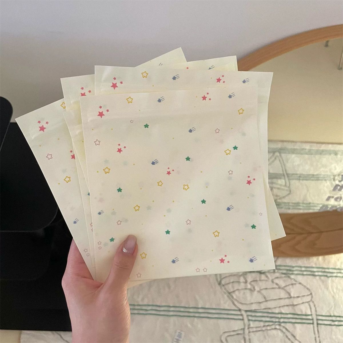 Food Grade Packaging Material Custard Colorful Star Thickeneded Hair Band Packaging Bag Underwear Plastic Ziplock Bag