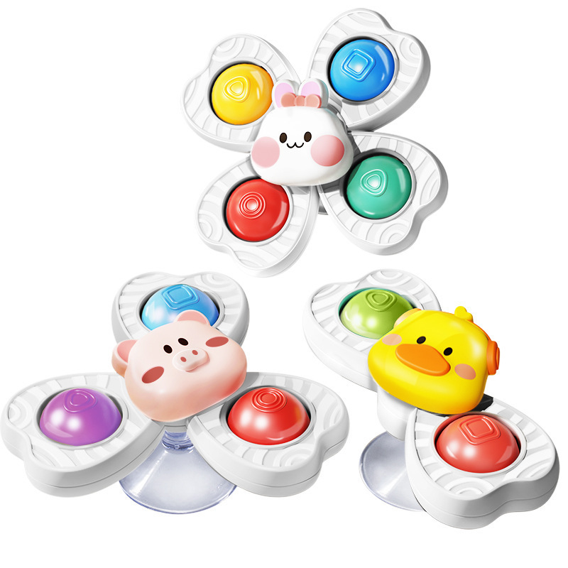 Cross-border baby table cartoon sucker spin gyro music baby can chew 0-1-year-old educational toys