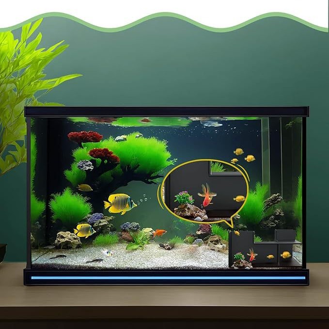 Creative aquarium decoration-aquarium cave hiding place 360 ° viewing, interesting aquarium tunnel