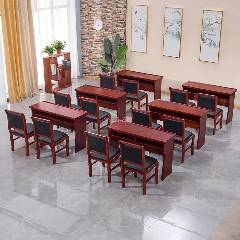 Small Conference Table, Conference Room Chair Combination, Solid Wood Double Conference Room, Party Member Activity Room, Stage Paint Long Table