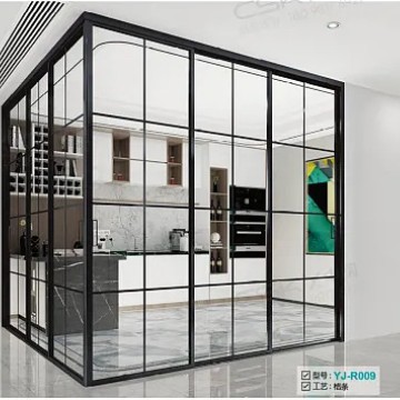 Aluminum Alloy Narrow Partition Door Kitchen Living Room Extremely Narrow Sliding Door Tempered Glass Titanium Magnesium Alloy Glass Door