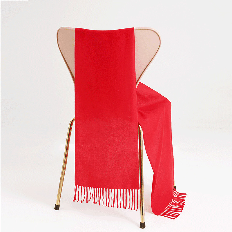 Red Scarf Chinese Red Custom Printed Logo Mulberry Silk Short Beard Scarf Corporate Event Class Reunion Printed Embroider