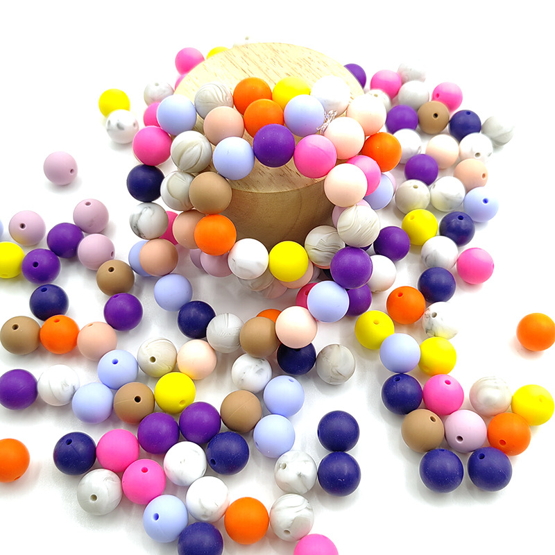 Baby teether 15mm silicone beads candy color molar round beads DIY necklace beads loose beads silicone baby jewelry