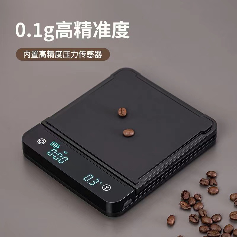 Full Waterproof Scale Intelligent Hand Coffee Scale Electronic Scale Chronograph Kitchen Scale Black 3kg 0.1 Food Baking Scale