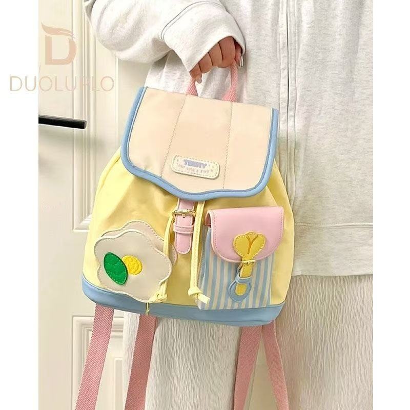 Cute Mini Backpack 2025 New Korean Style Travel Bag College Student Contrast Color School Bag Fashion Casual Backpack Trendy