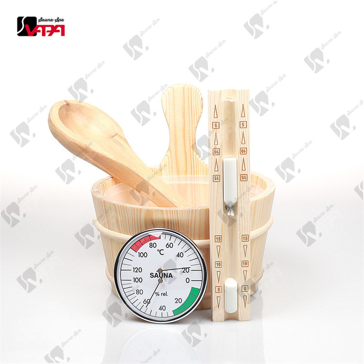 Wipa sauna factory direct new accessories 4L wooden barrel + new hourglass + temperature and humidity meter set high temperature dry