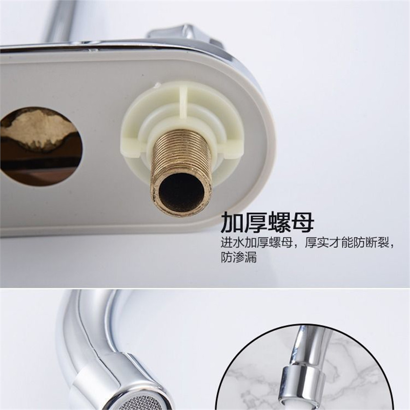 Fine Copper Kitchen Basin Hot and Cold Faucet Switch Double Hole Three Hole Wash Basin Dish Basin Wash Basin Sink Hot and Cold Water