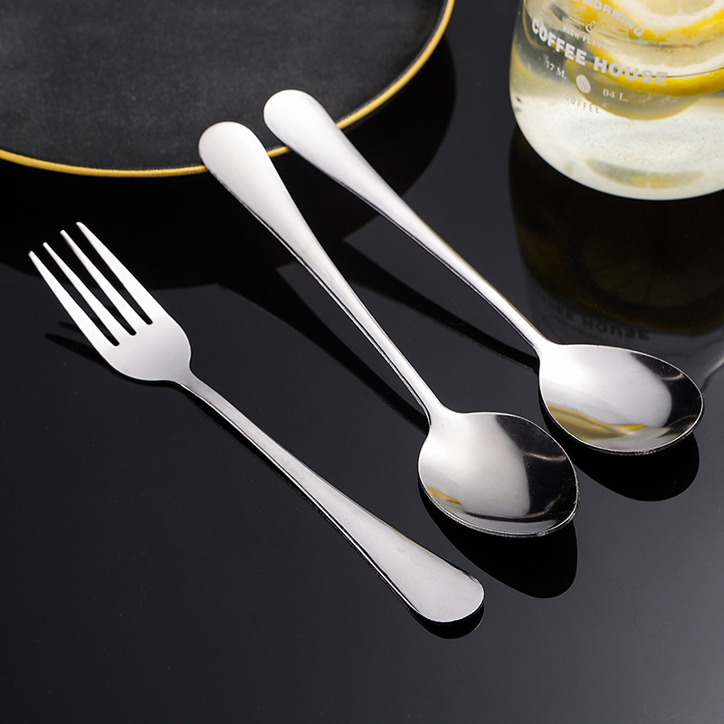 Stainless Steel Spoon Fork Tableware suit Long Handle Fork Spoon suit Household Thickened Spoon Steak Pagatan Fork