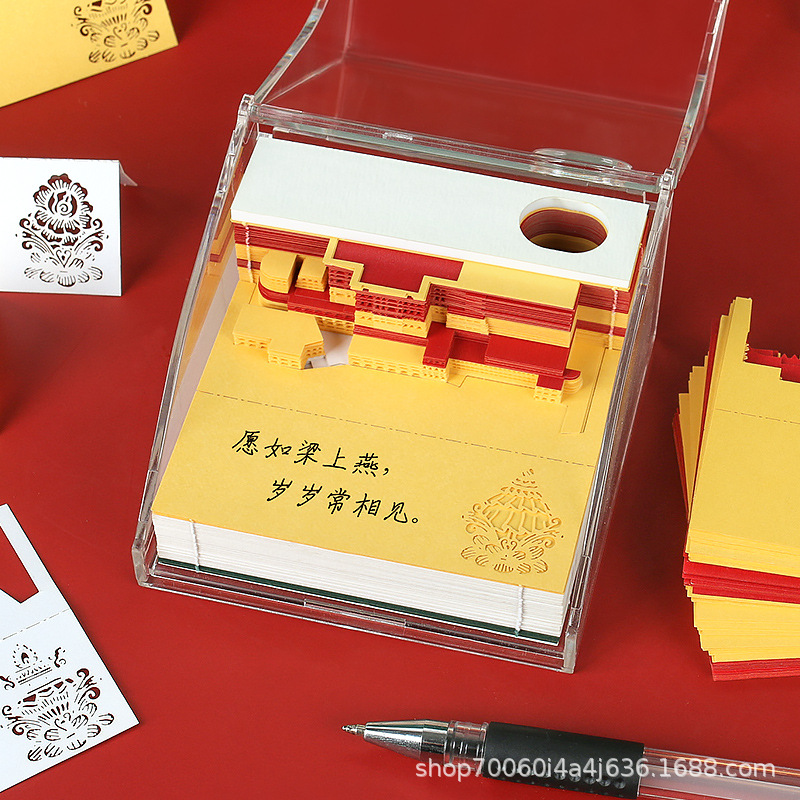 Cross-Border Selection of Potala Palace 3D Stereo Note Paper Carving Calendar Decompression Hand-Tearable Sticky Note Gift Ornaments