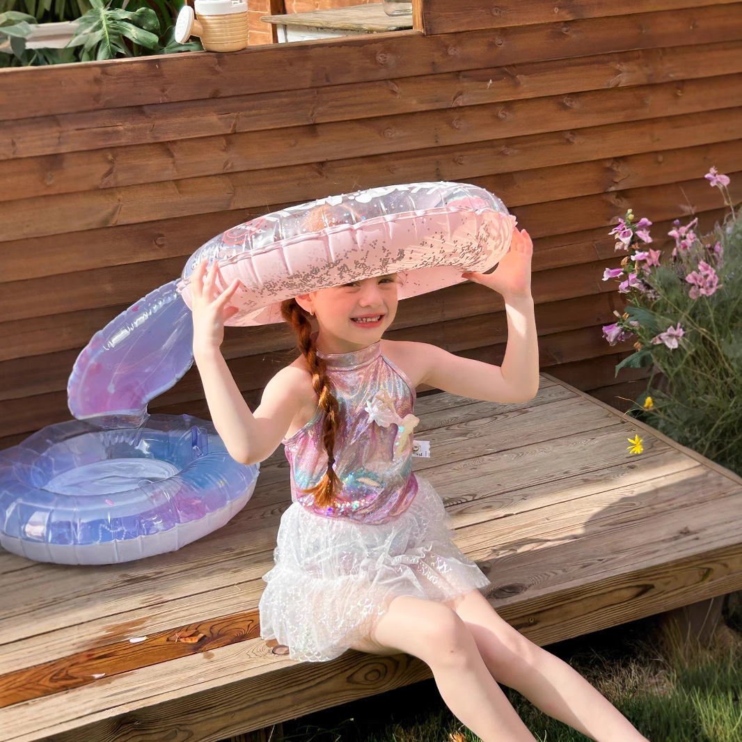 Девичий купальник 2025, новый летний стиль, мермейд бикини, детский, сетчатый, детский цельный купальник