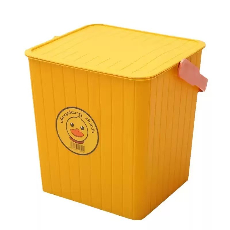 Thickened Storage Bucket with Lid, Can Sit On, Bath Bucket, Little Yellow Duck Fishing Bucket, Plastic Bucket, Printable Storage Stool Cartoon