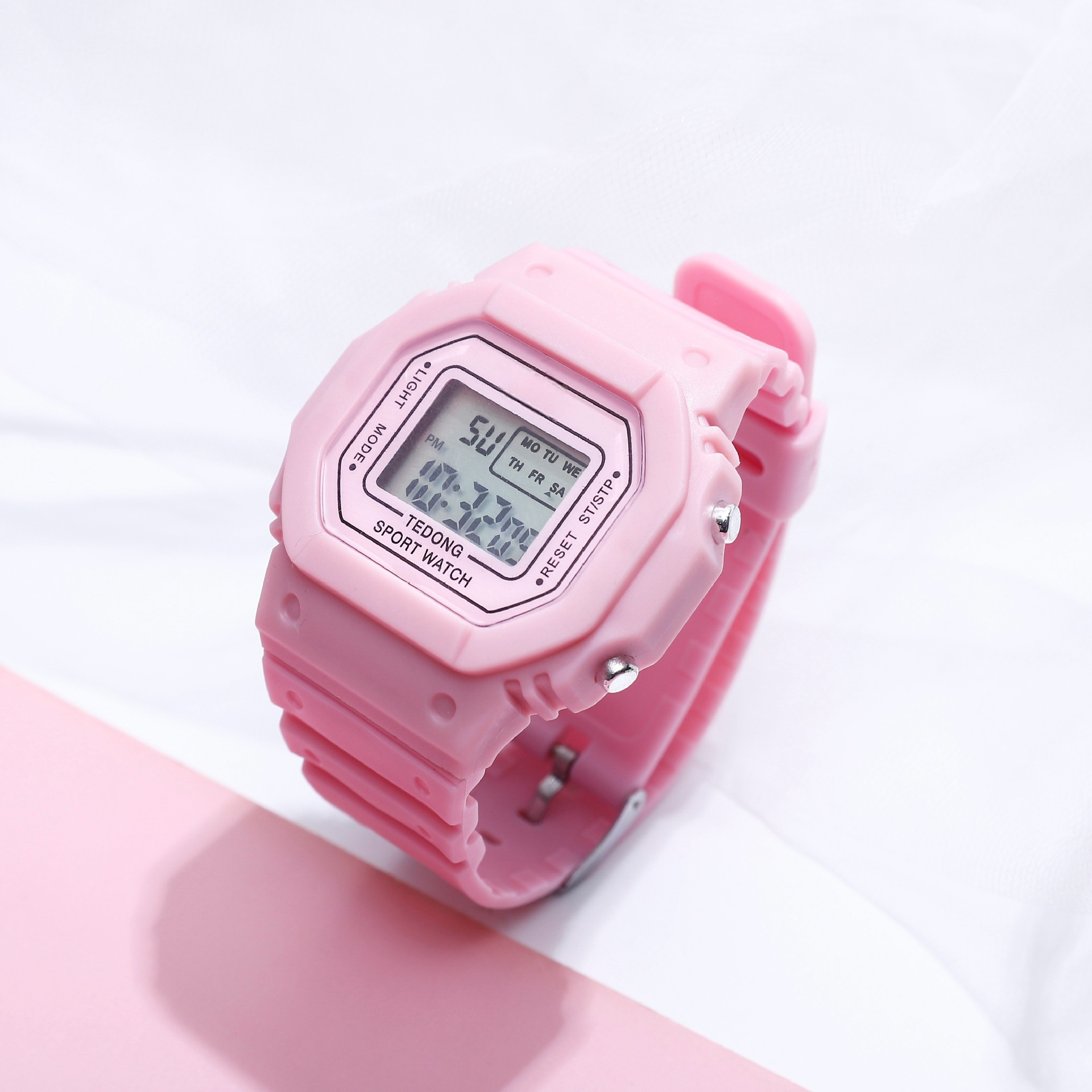 Korean-Style Simple Forest-Themed College Dial Student Electronic Watch, Square Sports Ins-Style Mesh Small Square Watch
