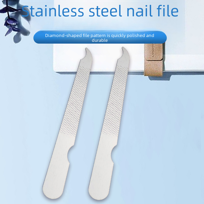 Factory supply stainless steel nail file strip nail double-sided polishing file manicure set accessories steel file in stock
