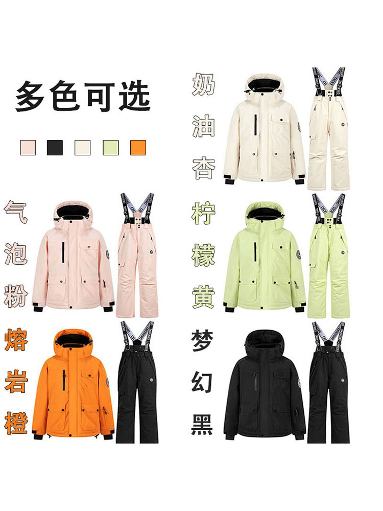 Children's Ski Suit Set for Girls, Outdoor Fleece-Lined Thickened Waterproof Windproof Boys' Baby Ski Jacket and Pants Equipment Trendy