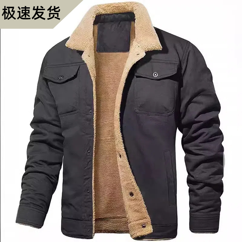 [Массовая поставка] Кросс-бодер осенне-зимняя мужская куртка с флисовой подкладкой хлопковая повседневная куртка оптовая продажа на фабрике