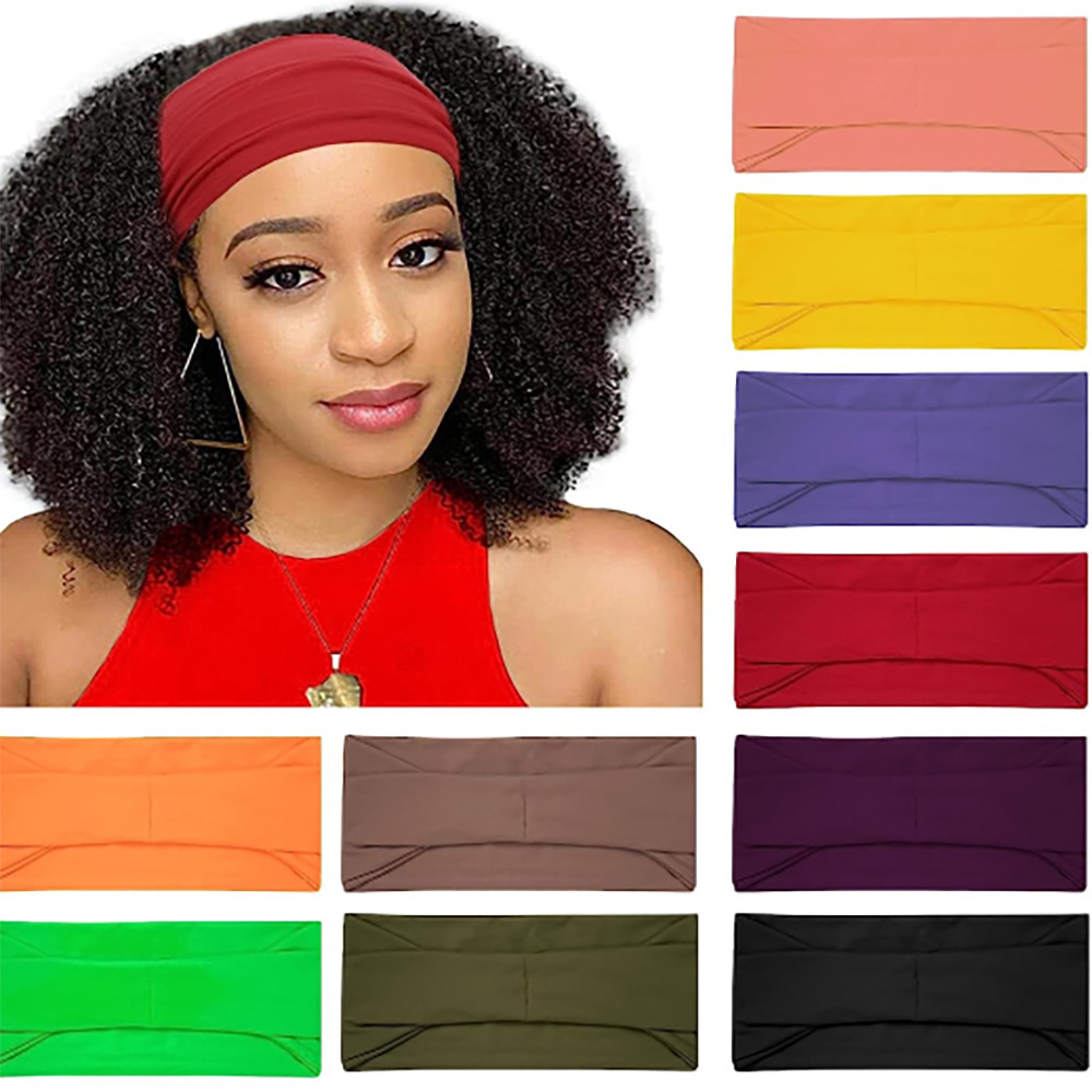 Спортивная повязка для волос в европейском и американском стиле, впитывающая пот, повязка для бега и фитнеса для мужчин и женщин, эластичная хлопковая повязка однотонного цвета