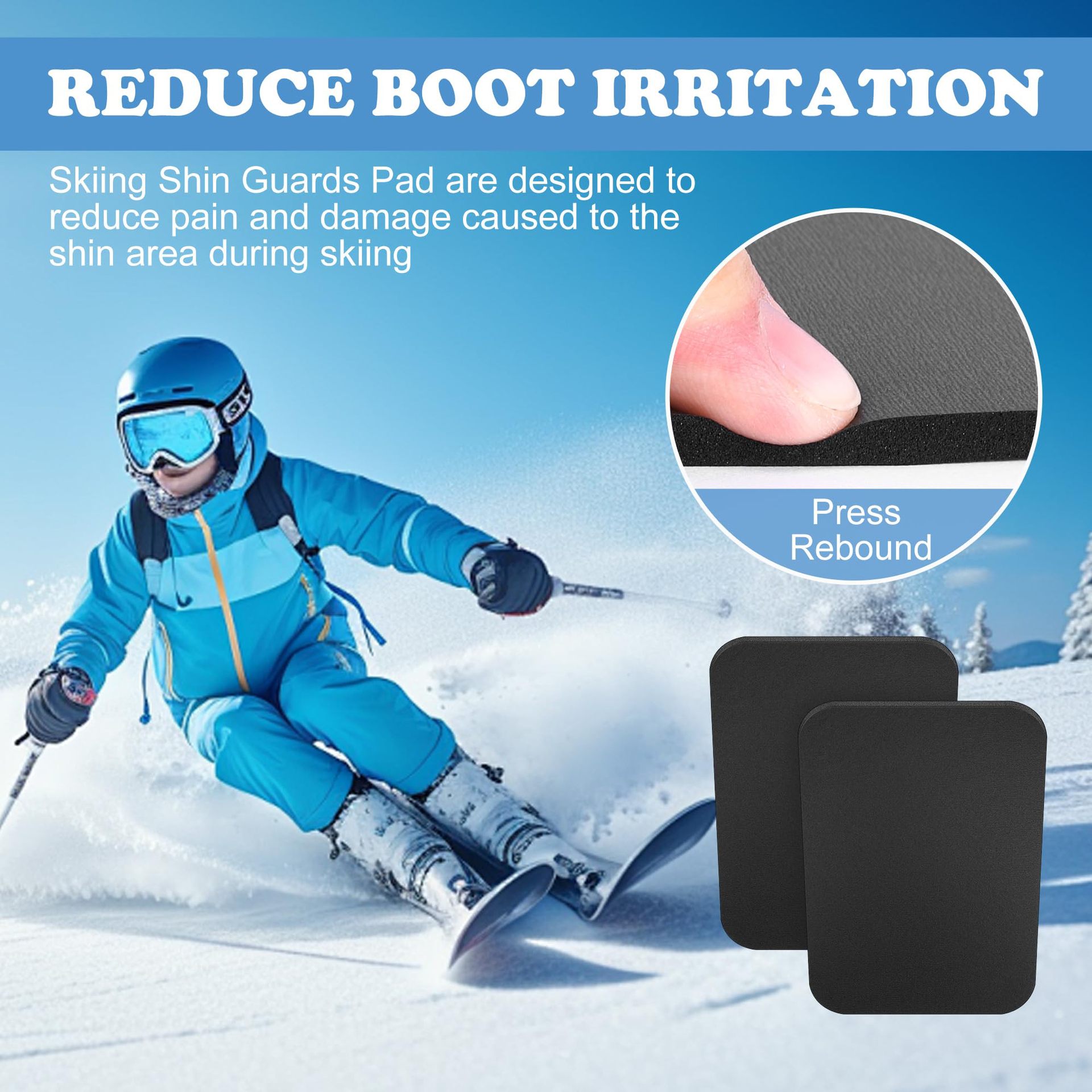Snowboard Shin Guards - Thickened Foam Ski Shin Protectors - Ski Boots Liner for Cutting