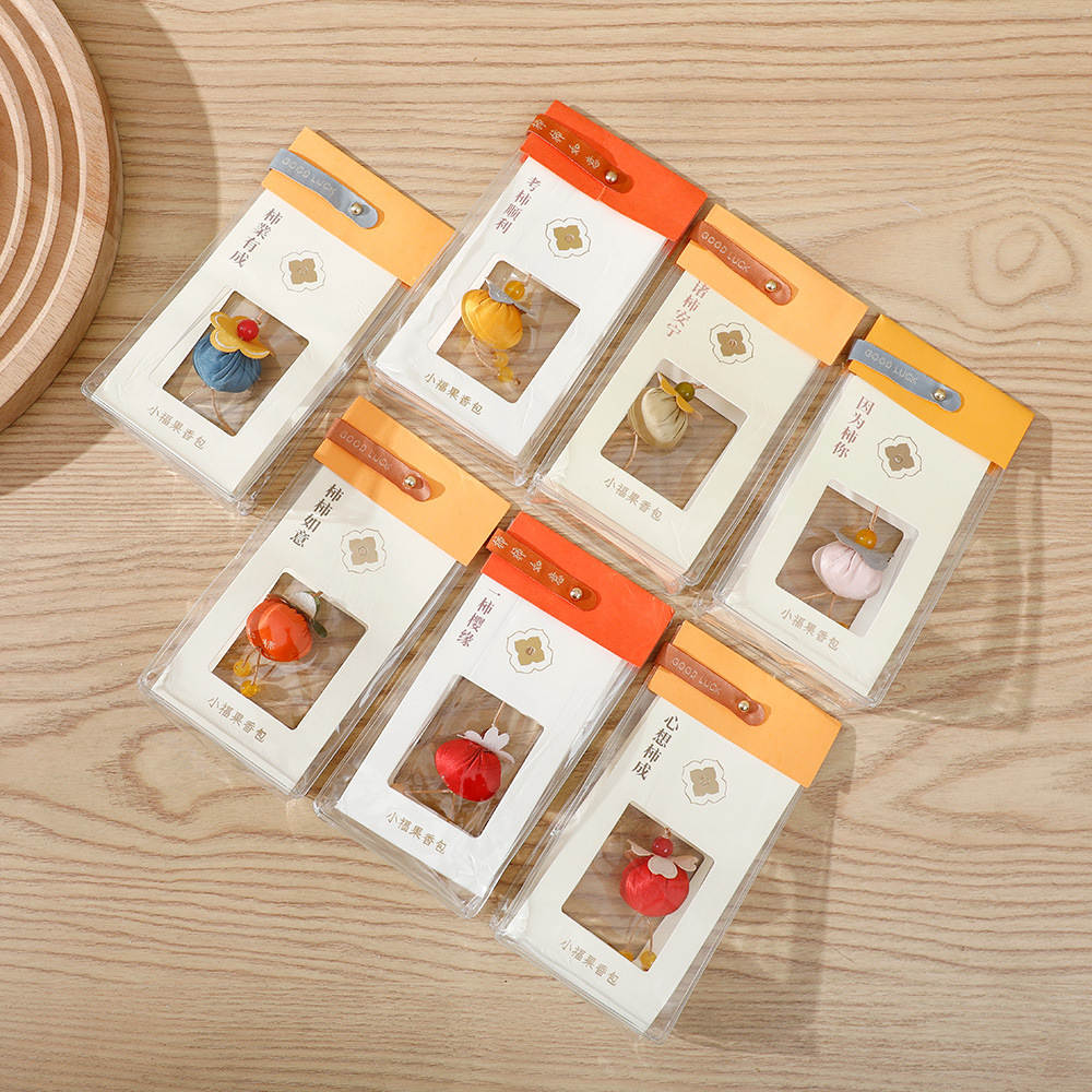 Sachet, Sachet, Paper Blessing Sachet, Persimmon Persimmon Wishful Persimmon Sachet, Car-Mounted Peace Charm, Mobile Phone Pendant, Hand Companion