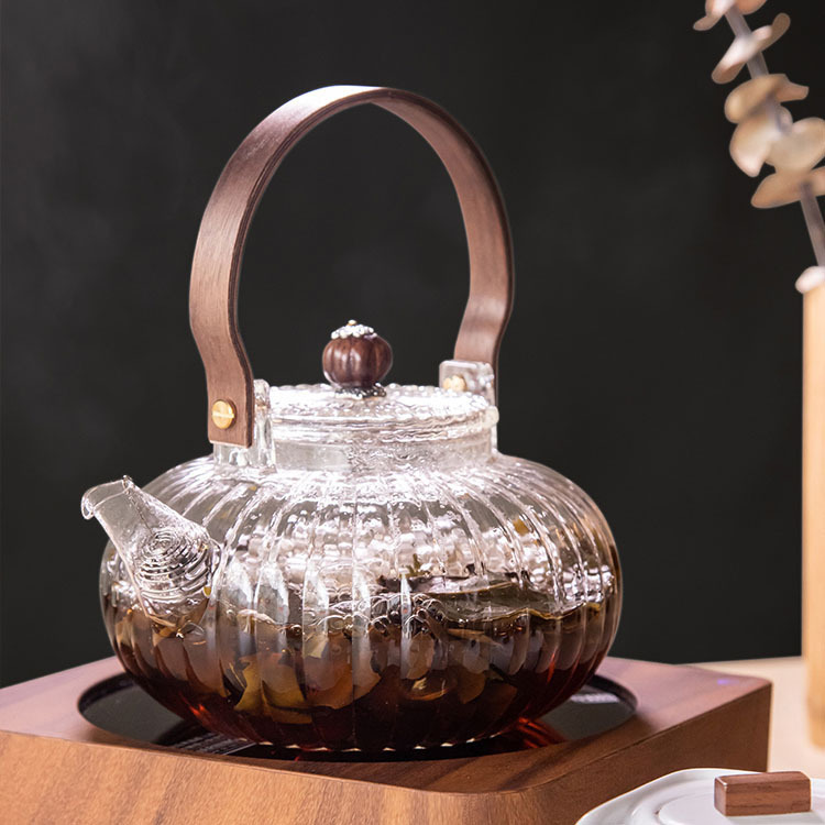 900ml Petal Handle Teapot High Borosilicate High Temperature Resistant Tea Brewing Teapot Office Beauty Salon Flower Tea Brewing Teapot