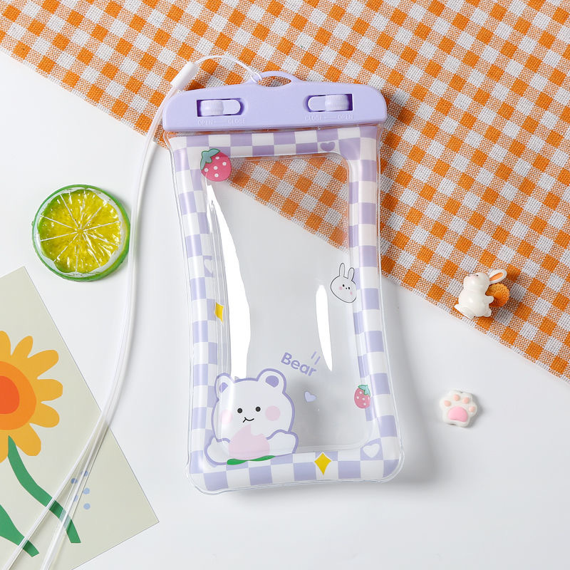 Cute and Popular Cartoon Waterproof Phone Bag Wholesale with Airbag for Swimming and Rafting, Touch Screen Compatible Floating Phone Waterproof Case