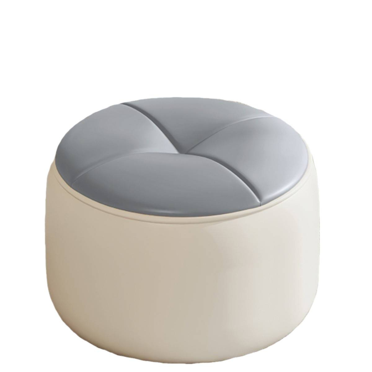 Solid Wood Low Stool for Home Use, Shoe-Changing Stool, Leather Stool, Light Luxury Living Room Creative Pouf, Trendy Small Stool, Coffee Table Round Stool