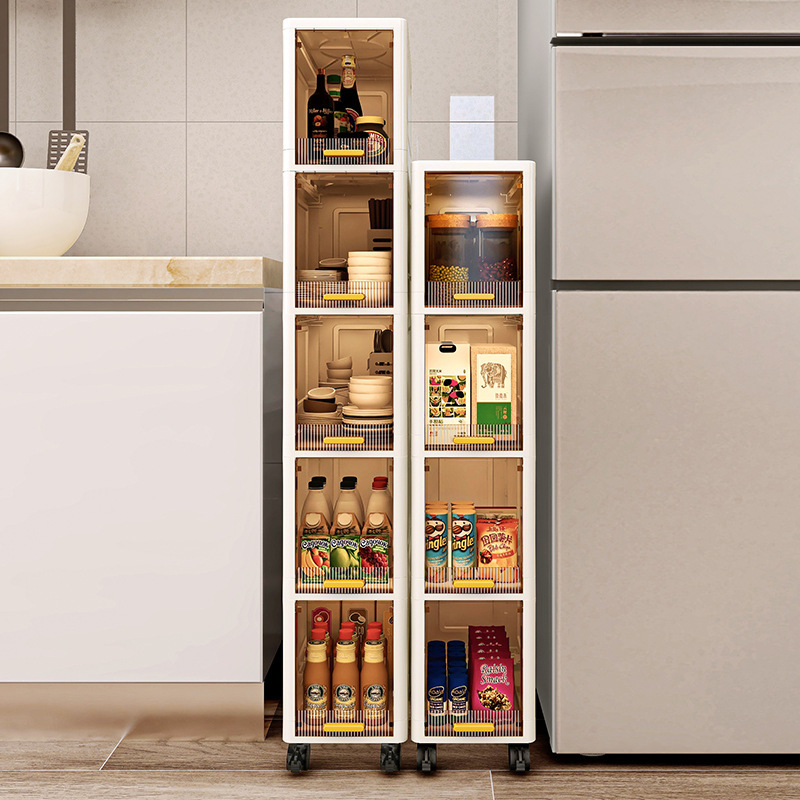Thickened Gap Storage Cabinet Kitchen Gap Storage Rack Bathroom Multi-Layer Flip Storage Cabinet Living Room Snack Cabinet