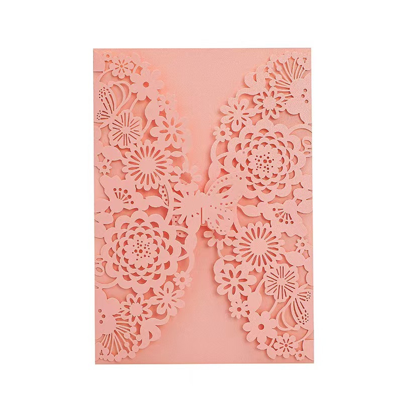 Color Selection Butterfly Style Gift European Creative Invitation Double-Sided Pearlescent Paper Holiday Hollow-Out Invitation Wedding