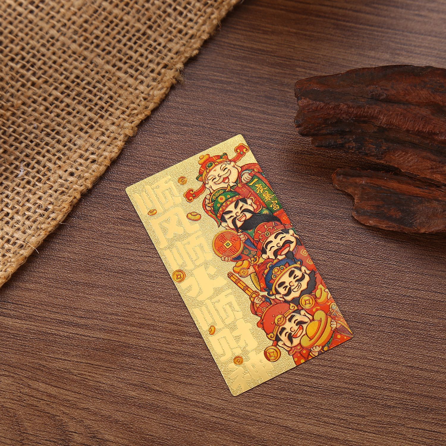 Wholesale of Q-Version Phone Stickers Featuring the God of Wealth with Gold Foil, Symbolizing Prosperity and Fortune