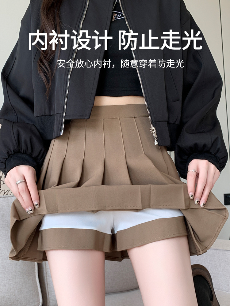 Wd1967 Gray Pleated Skirt Women's Spring, Autumn and Winter New High-Waist Slim Preppy Style A-Line Jk Short Skirt