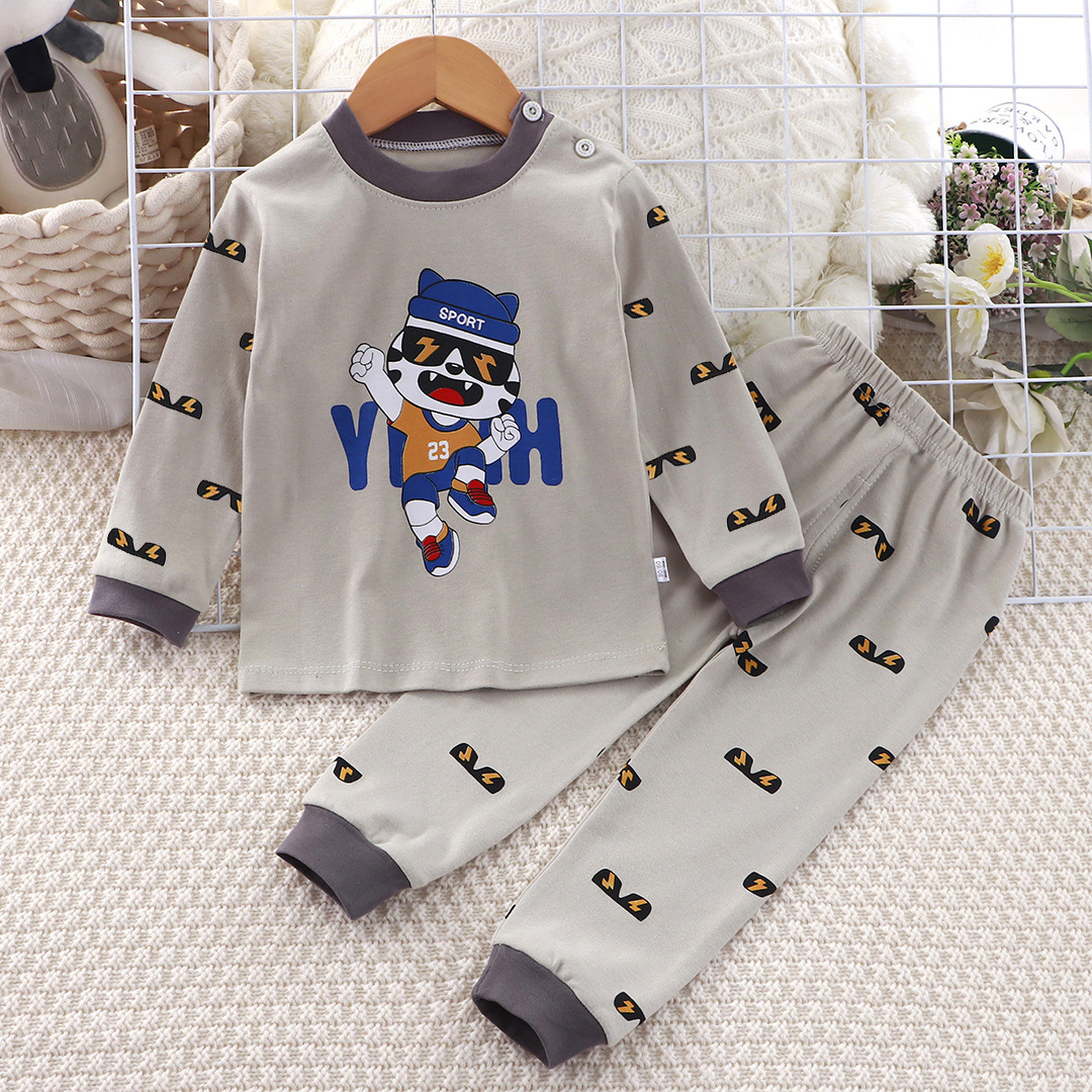 2025 New Spring and Autumn Children's Cotton Underwear suit Home Boys' Autumn Clothes Autumn Trousers Girls' Pajamas Two-Piece Set