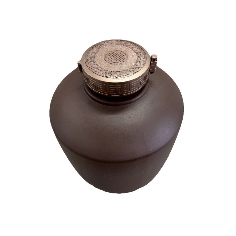 Yixing Ceramic Wine Jars Wholesale 5kg Matte Primary Color Purple Sand Wine Jars with Polymer Sealing Lids Clay Pot Wine Bottles