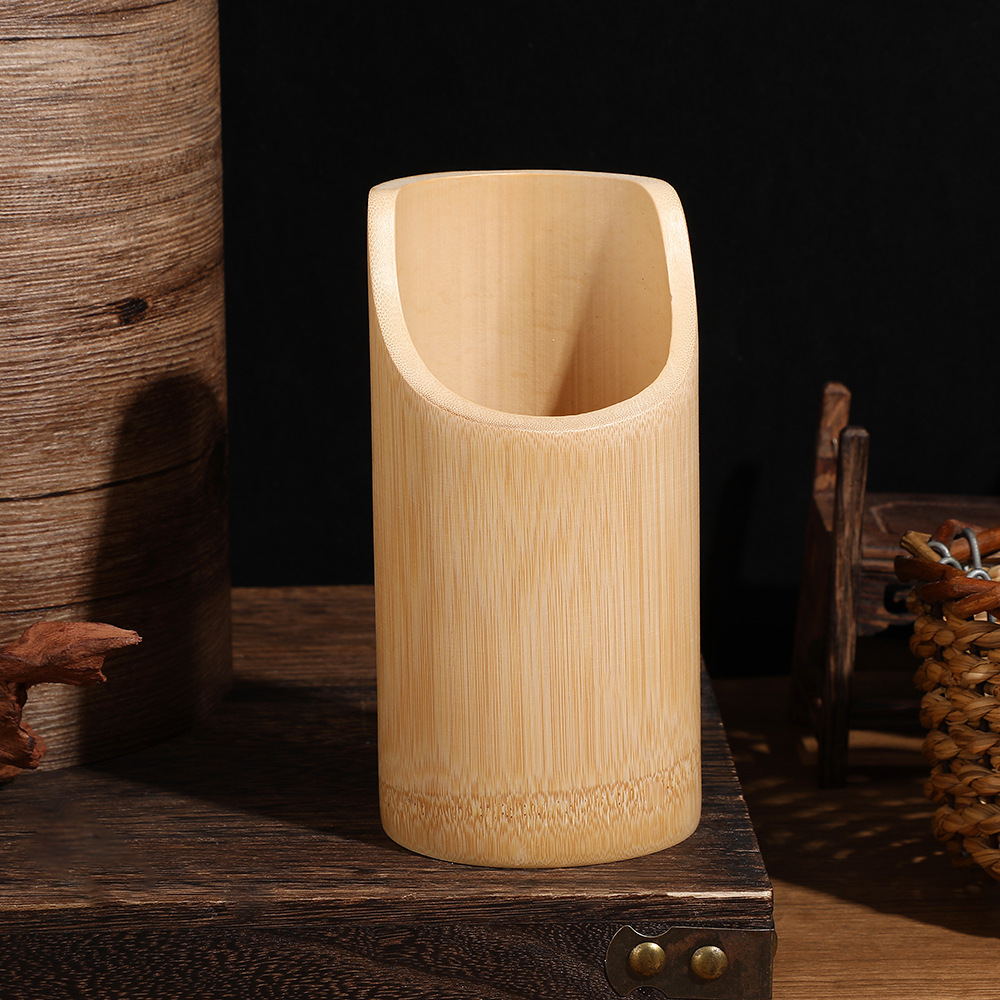 Bamboo Chopsticks Holder Wooden Household Restaurant Restaurant Barbecue Bamboo Stick Holder Commercial Noodle Bucket for Chopsticks Bamboo Sign Holder Engraving