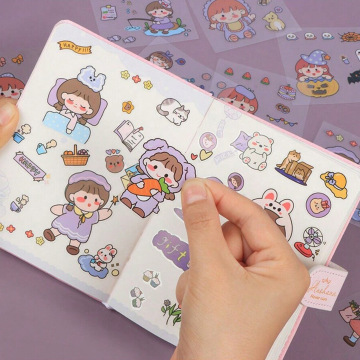Factory wholesale hand account stickers cute girl cartoon cute decorative waterproof notebook material stickers