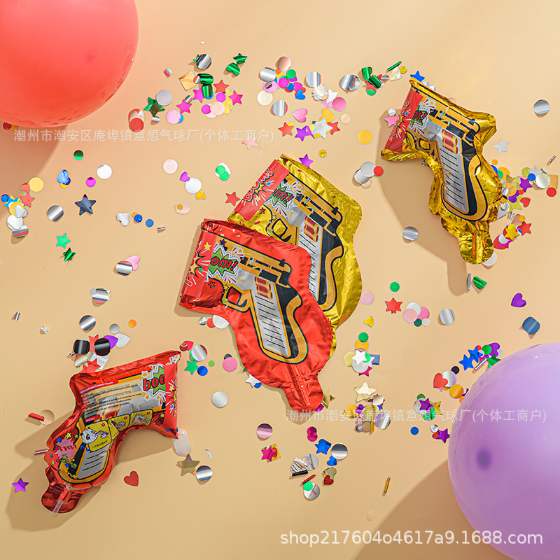 Firework Gun Inflatable Birthday Firework Pistol Children's Handheld Ribbon Gun Spray Gun Prop Party Cannon Gadget