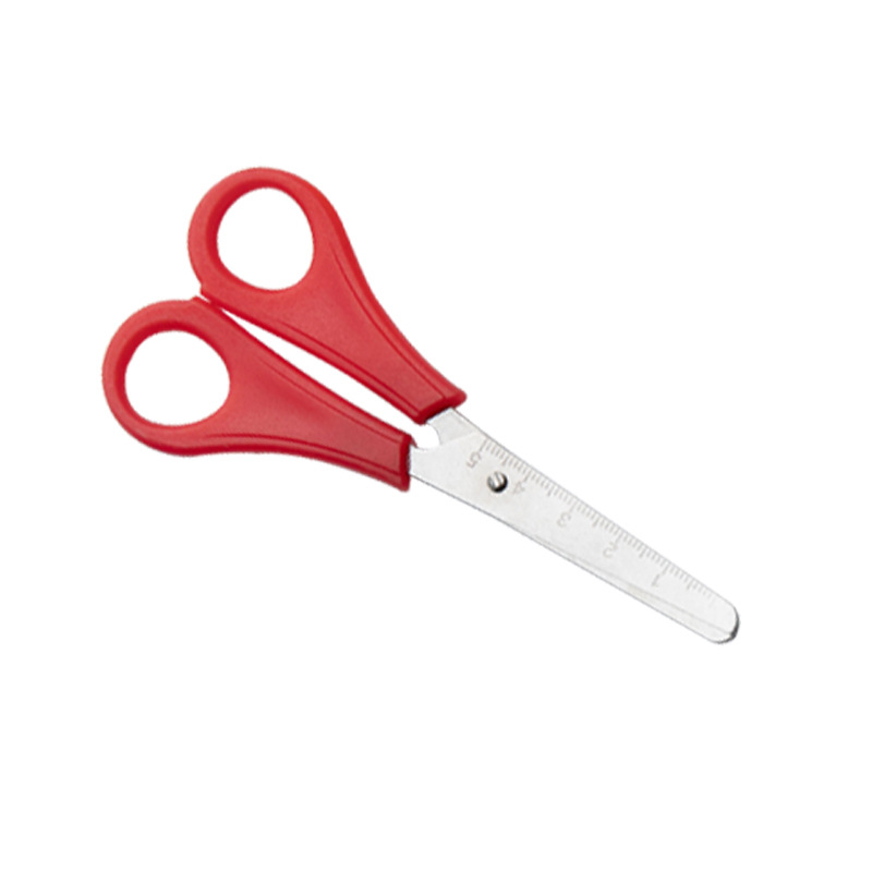 Scissors with Scales Stainless Steel Ruler Cutting Round Head Office Art Small Scissors Handmade Paper Cutting Student Scissors