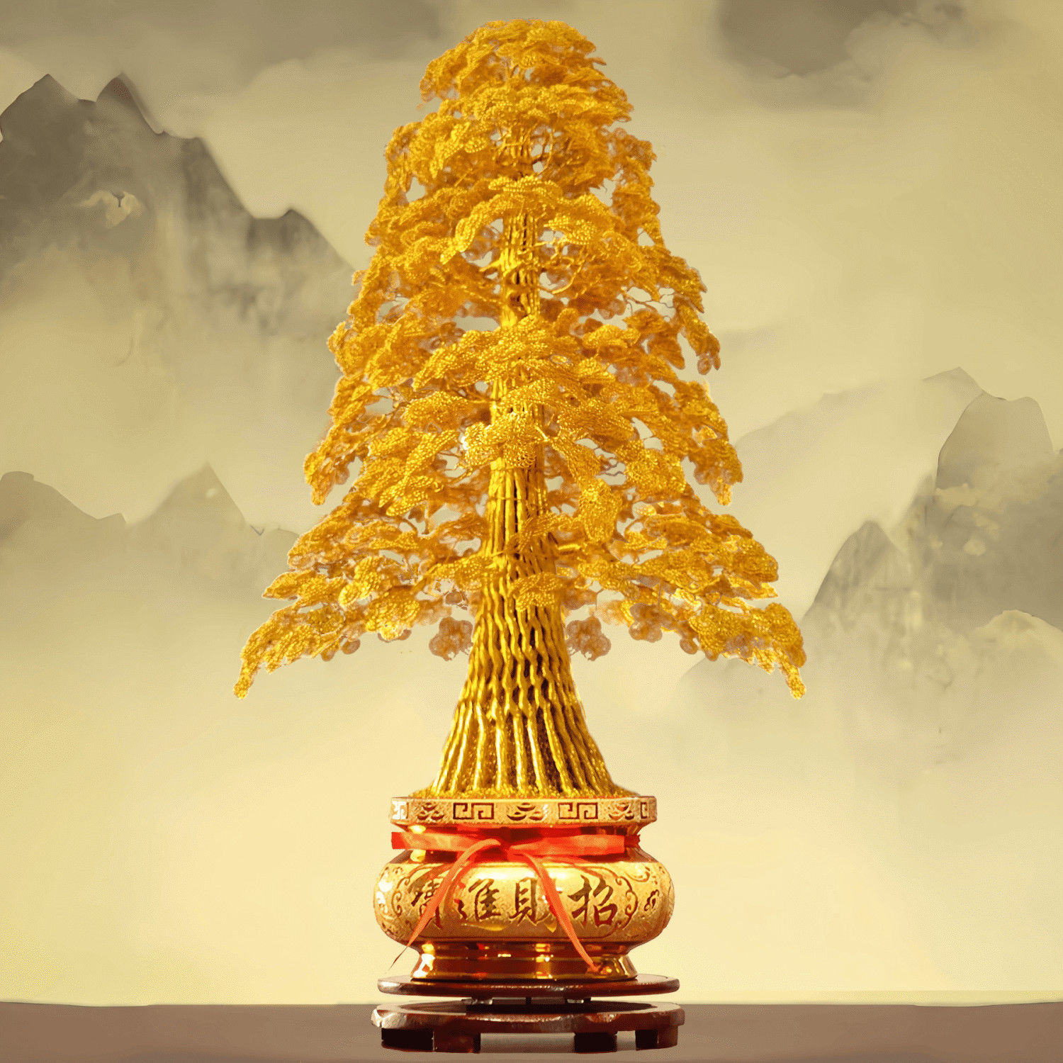 D0X Hotel Villa Floor-Standing Ornaments Money Tree Housewarming Opening Aluminum Wire Handmade Living Room Crafts Money Tree