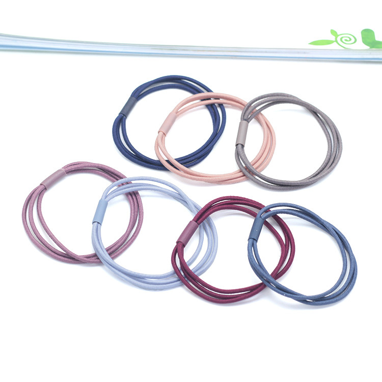 Korean version of high elastic basic hair ring three-in-one color hair rope hair band hair accessories female leather wholesale