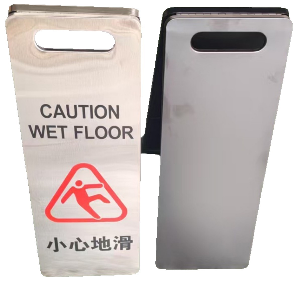 Stainless Steel Arc Rounded Parking Sign, Caution Slippery Sign, Special Parking Space A-Shaped Sign, Warning Sign, Notice Sign