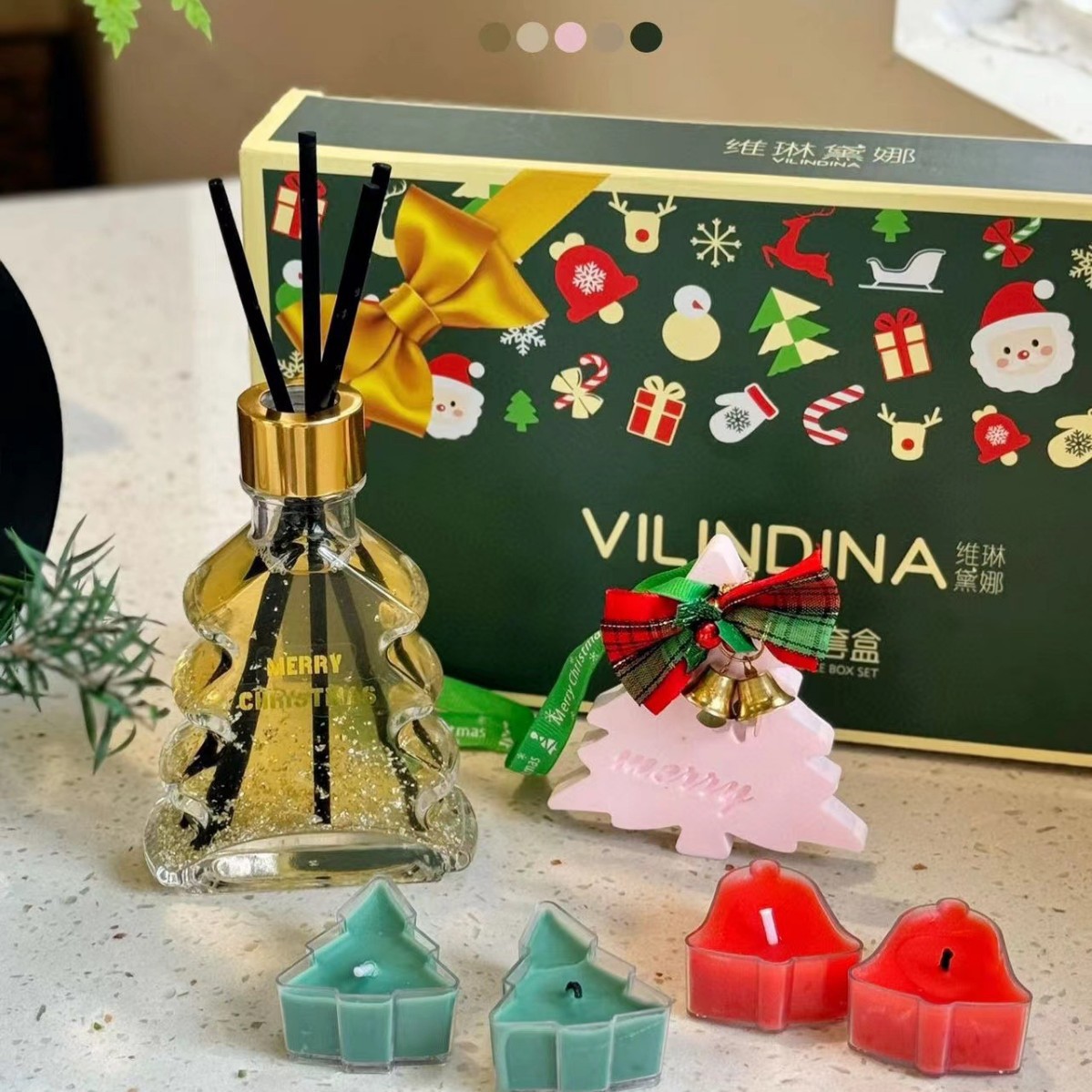 Velin Dina Christmas Christmas Fragrance Set Fireless Aromatherapy Gift Box Aromatherapy Tablets Aromatherapy Candle Set