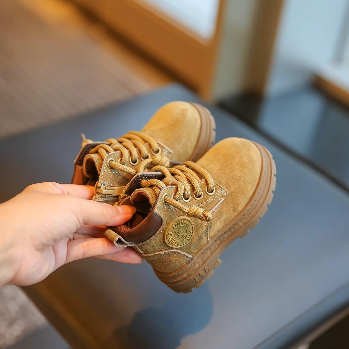 Children's Shoes Martin Boots 2025 Autumn and Winter New Kidsren's Shoes Girls' Baby Shoes Small Yellow Boots Boys' Shoes Soft-Soled Short Boots