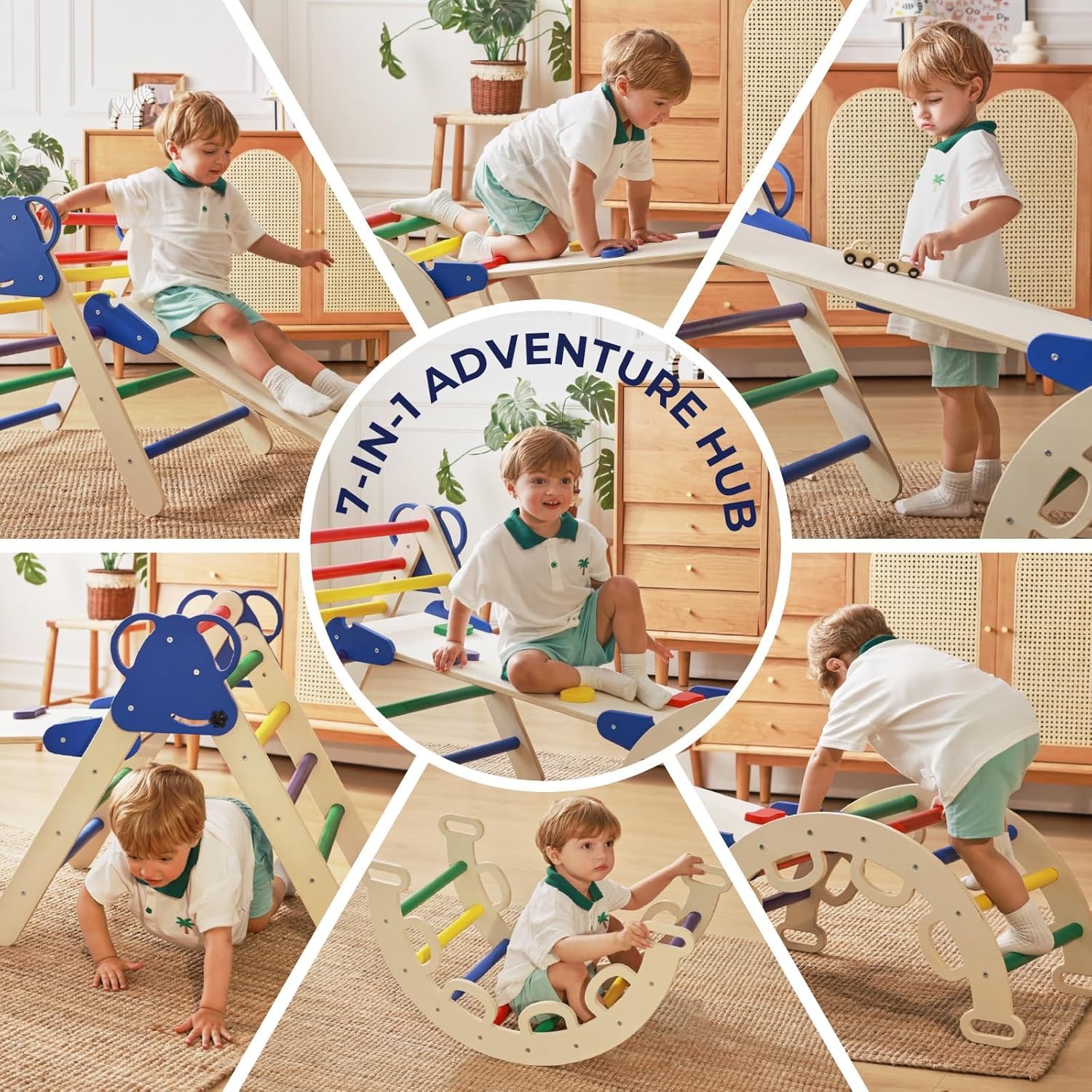 Wooden Children's Climbing Frame Indoor Combination Climbing Frame Arched Baby Educational Exercise Climbing Skateboard Frame Solid Wood Climbing Frame