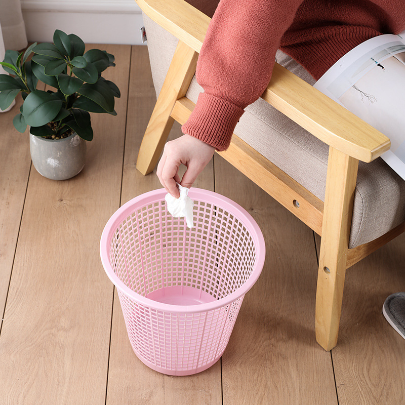 Wholesale Simple Household Hollow Trash Can Plastic Pressure-Free Paper Basket Simple Kitchen Bathroom Storage Bucket