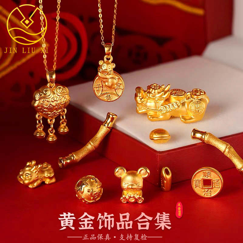 Подвеска из чистого золота 999 3D жесткое золото 5г 24К золотое ожерелье оптовая продажа ко Дню святого Валентина