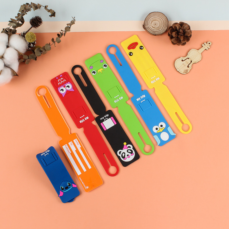 Integrated soft rubber luggage tag cute girl Anti-lost pendant aircraft logo long luggage tag boarding pass