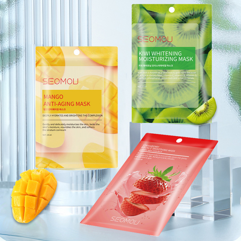 Popular Full English Cross-Border Foreign Trade Film-Packed Fruit Mask Hydrating and Moisturizing Plant Fruit Mask Factory Wholesale