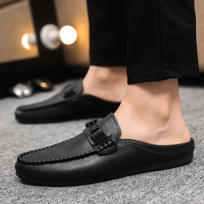 Casual Thin High-end Business Black Men's Lefu Shoes Men's Leather Shoes Outdoor Breathable Fashionable Soft Leather Waterproof